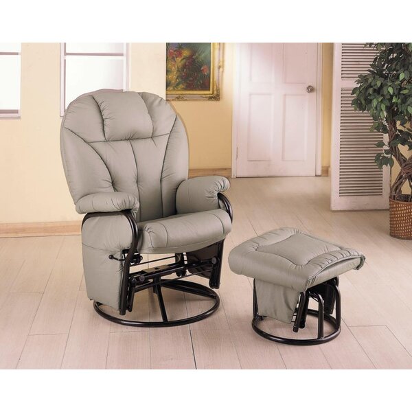 Wildon Home® Vegan Leather Swivel Recliner with Ottoman & Reviews Wayfair